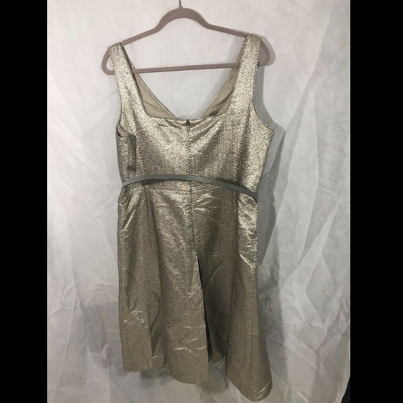 NWT Lafayette 148 Lois Ceremonial Cloth Dress in Oyster Metallic [SZ‎ 16 ] - Picture 6 of 8